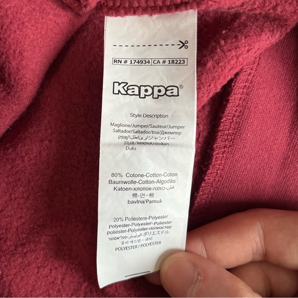 Red Kappa sweater, size medium, worn a few times. Excellent used condition. - Picture 3 of 4